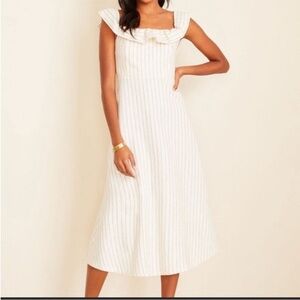 Ann Taylor Stripe Ruffle Midi Dress